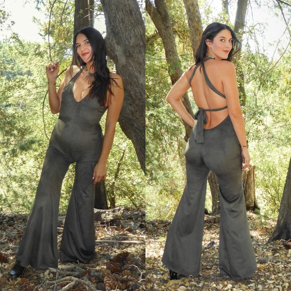Warrior Within Designs Pants - Olive Vegan Suede Jumpsuit - Warrior Within Designs